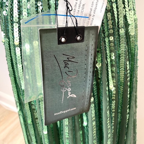 Mac Duggal Sequin And Floral Embellished Evening Gown In Sage 5223 Size 8 New - Picture 11 of 16
